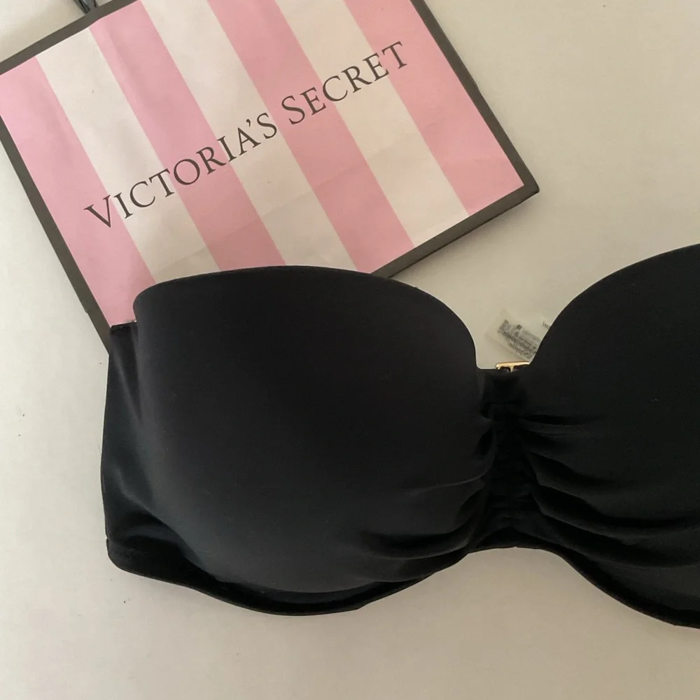 Victorias Secret Black Strapless Bikini Top Size  36DD NWOT